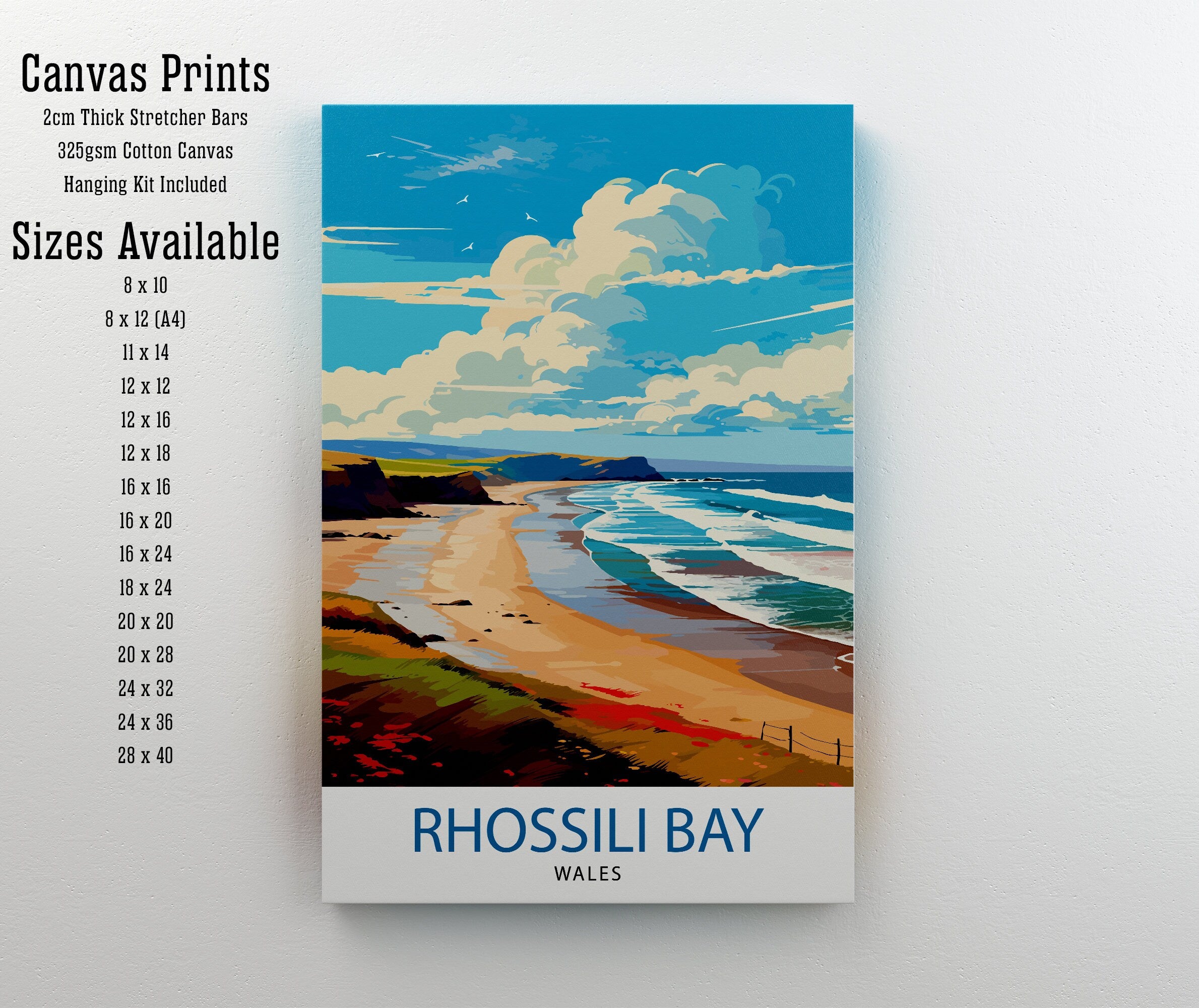 Rhossili Wales Print Stunning Welsh Coastline Art Rhossili Bay Poster Gower Peninsula Wall Decor Welsh Beach Landscape Natural Beauty