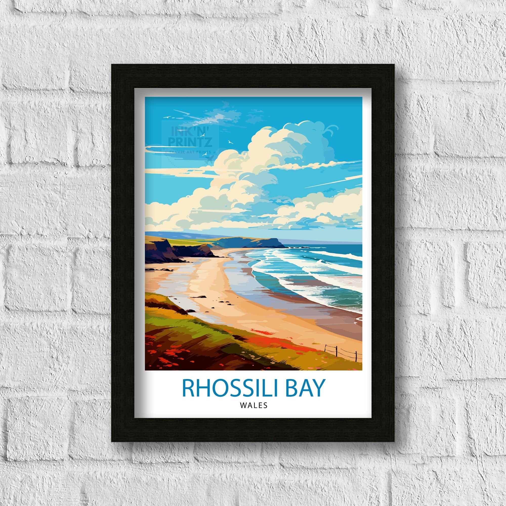 Rhossili Wales Print Stunning Welsh Coastline Art Rhossili Bay Poster Gower Peninsula Wall Decor Welsh Beach Landscape Natural Beauty