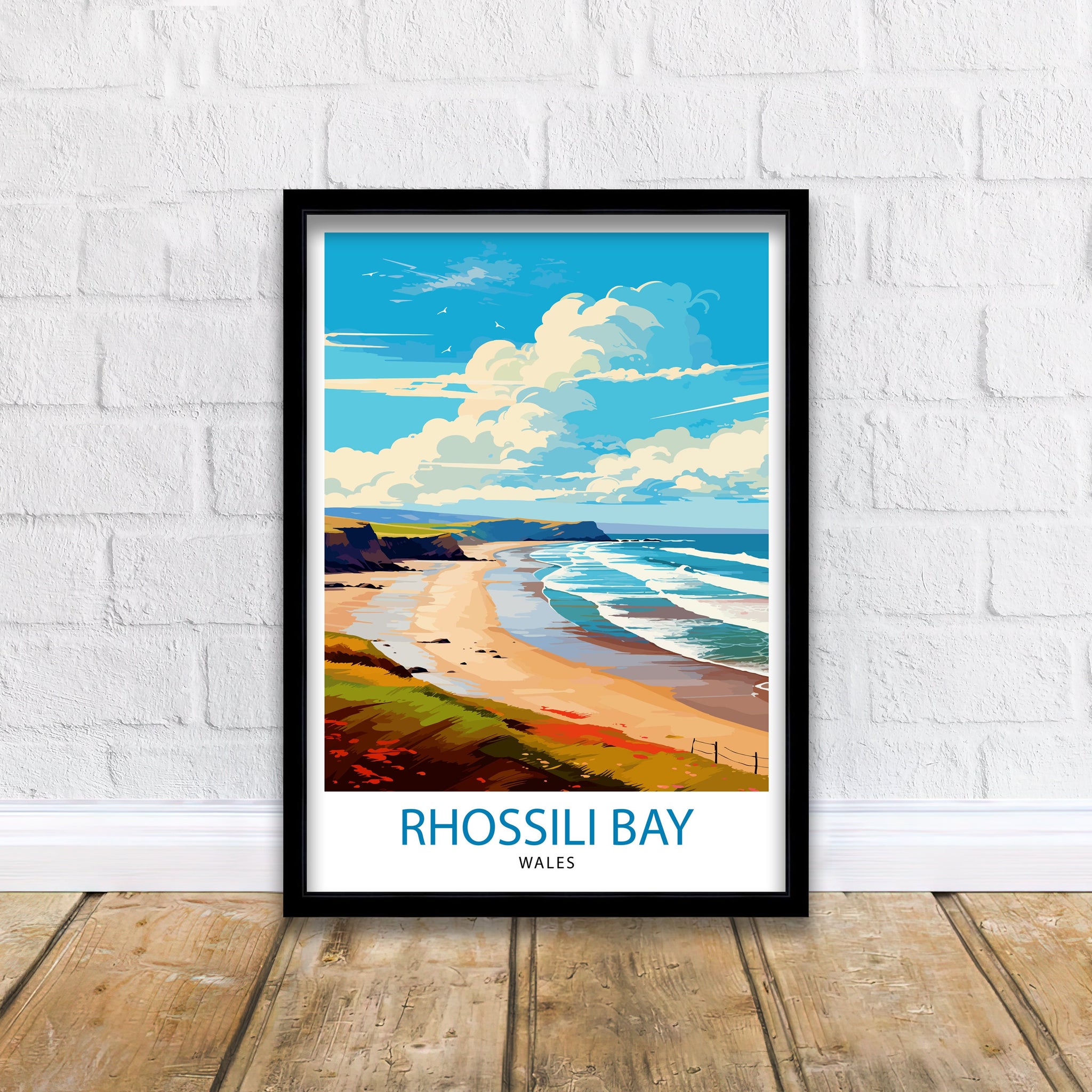 Rhossili Wales Print Stunning Welsh Coastline Art Rhossili Bay Poster Gower Peninsula Wall Decor Welsh Beach Landscape Natural Beauty