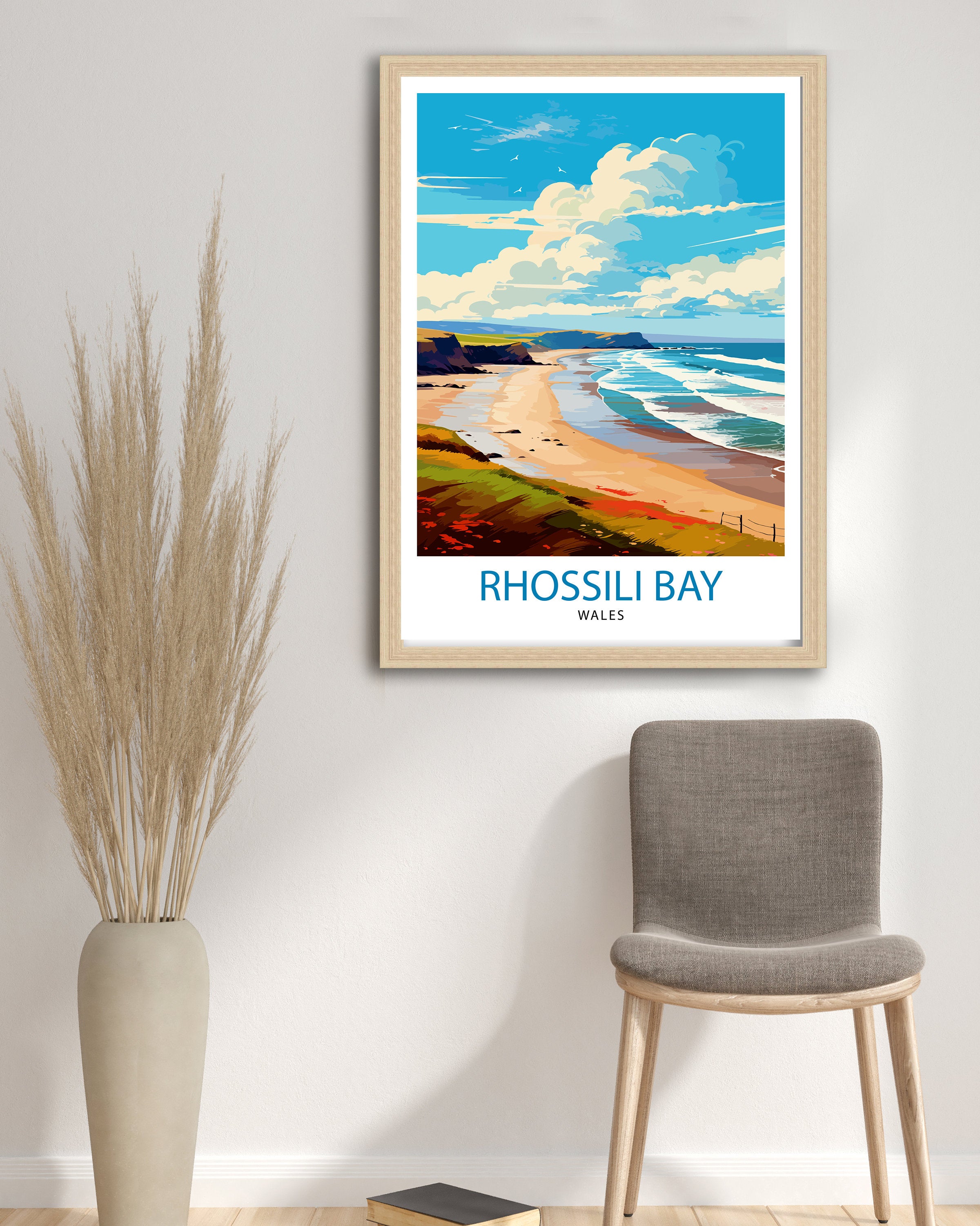 Rhossili Wales Print Stunning Welsh Coastline Art Rhossili Bay Poster Gower Peninsula Wall Decor Welsh Beach Landscape Natural Beauty