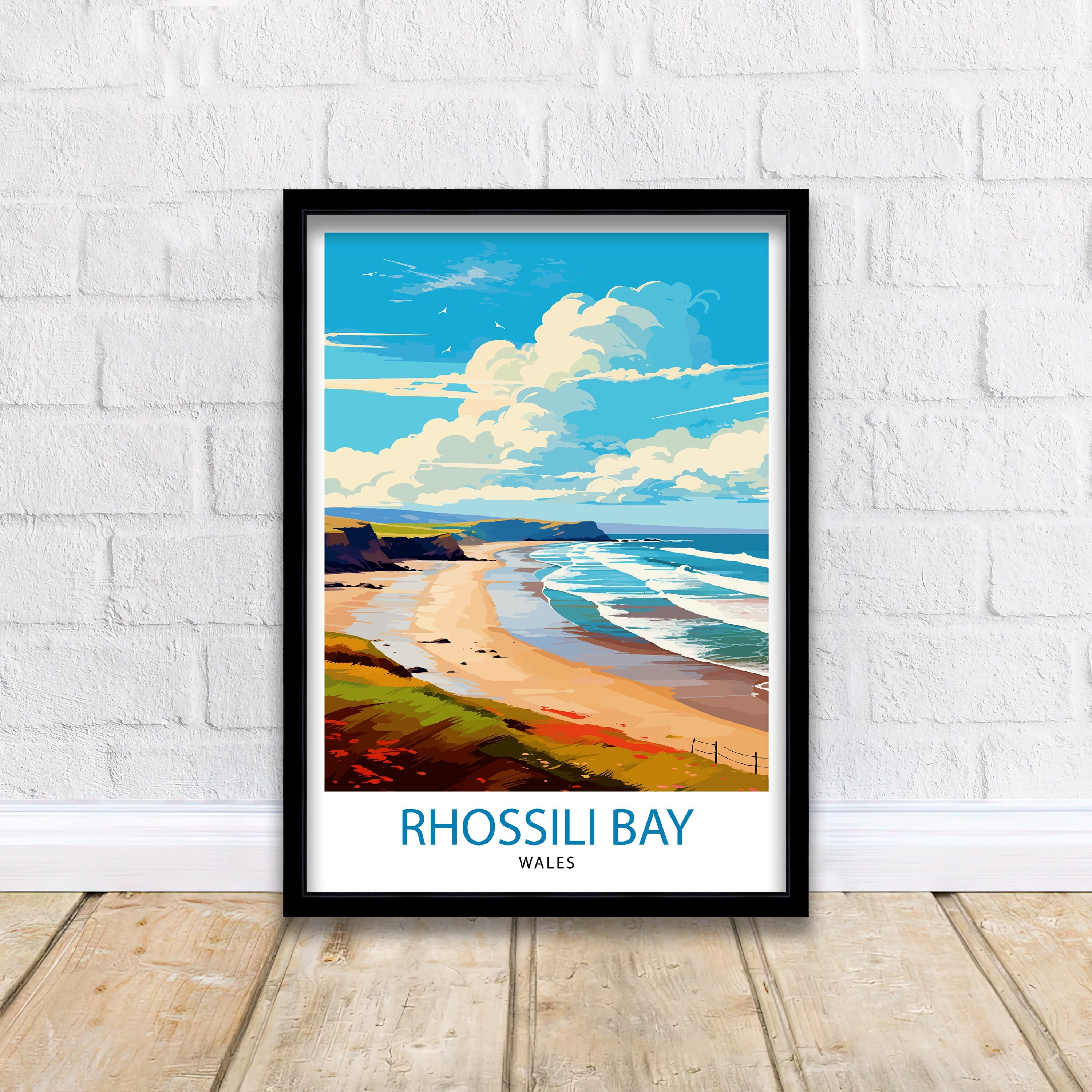 Rhossili Wales Print Stunning Welsh Coastline Art Rhossili Bay Poster Gower Peninsula Wall Decor Welsh Beach Landscape Natural Beauty