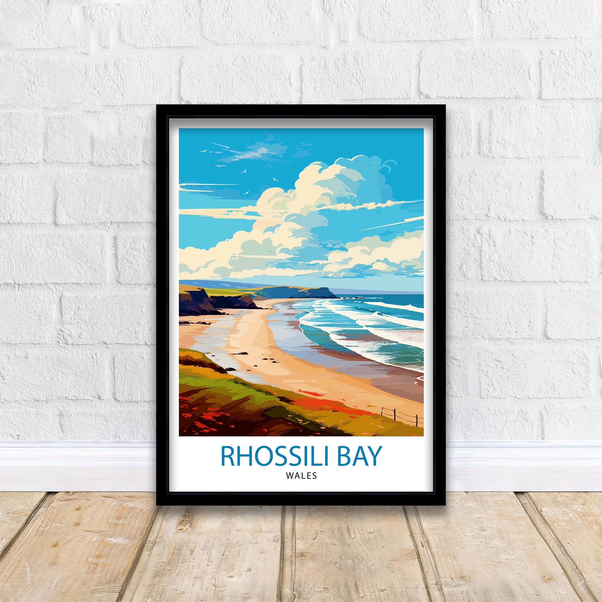 Rhossili Wales Print Stunning Welsh Coastline Art Rhossili Bay Poster Gower Peninsula Wall Decor Welsh Beach Landscape Natural Beauty