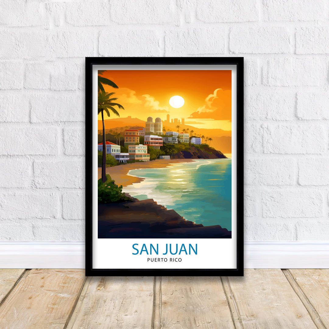 San Juan Puerto Rico Poster Old San Juan Art Colorful Cityscape Poster Caribbean Island