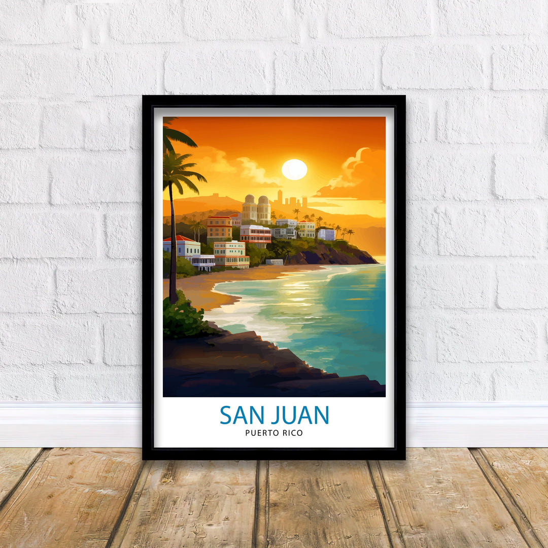 San Juan Puerto Rico Poster Old San Juan Art Colorful Cityscape Poster Caribbean Island