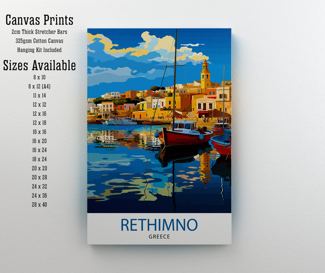 Rethymno Crete Poster Greek Island Art Venetian Harbor Poster Mediterranean Landscape