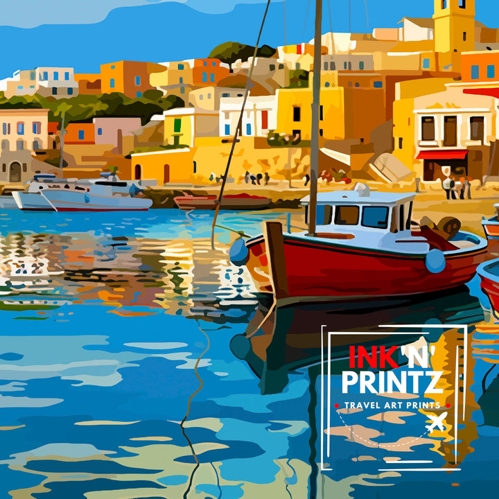 Rethymno Crete Poster Greek Island Art Venetian Harbor Poster Mediterranean Landscape