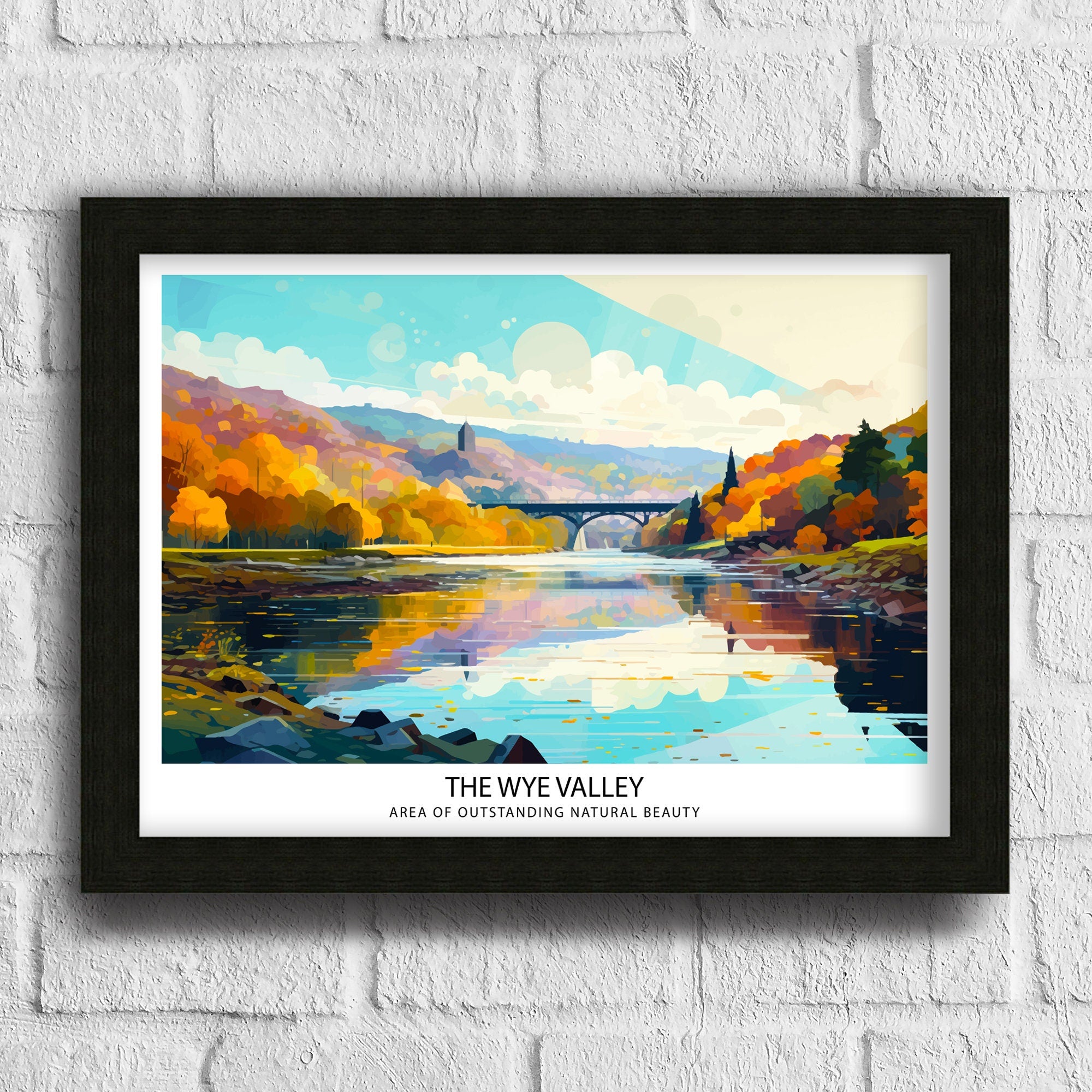 Wye Valley Travel Print Wye Valley Wall Art Wye Valley Home Decor Wye Valley Illustration Travel Poster Gift for Wye Valley UK Travel Print