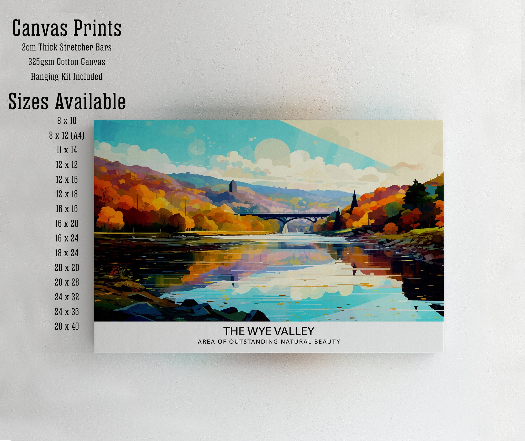 Wye Valley Travel Print Wye Valley Wall Art Wye Valley Home Decor Wye Valley Illustration Travel Poster Gift for Wye Valley UK Travel Print