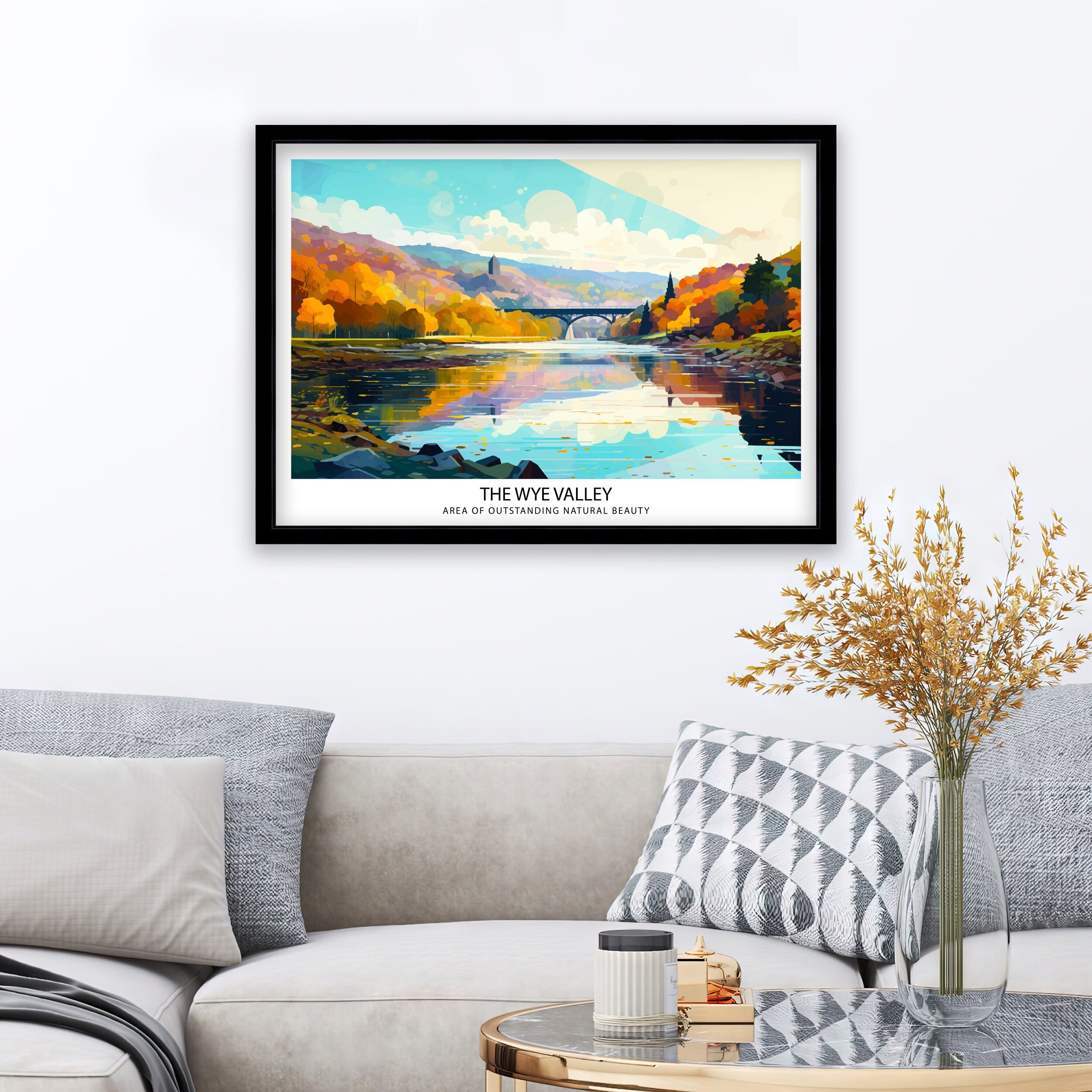 Wye Valley Travel Print Wye Valley Wall Art Wye Valley Home Decor Wye Valley Illustration Travel Poster Gift for Wye Valley UK Travel Print