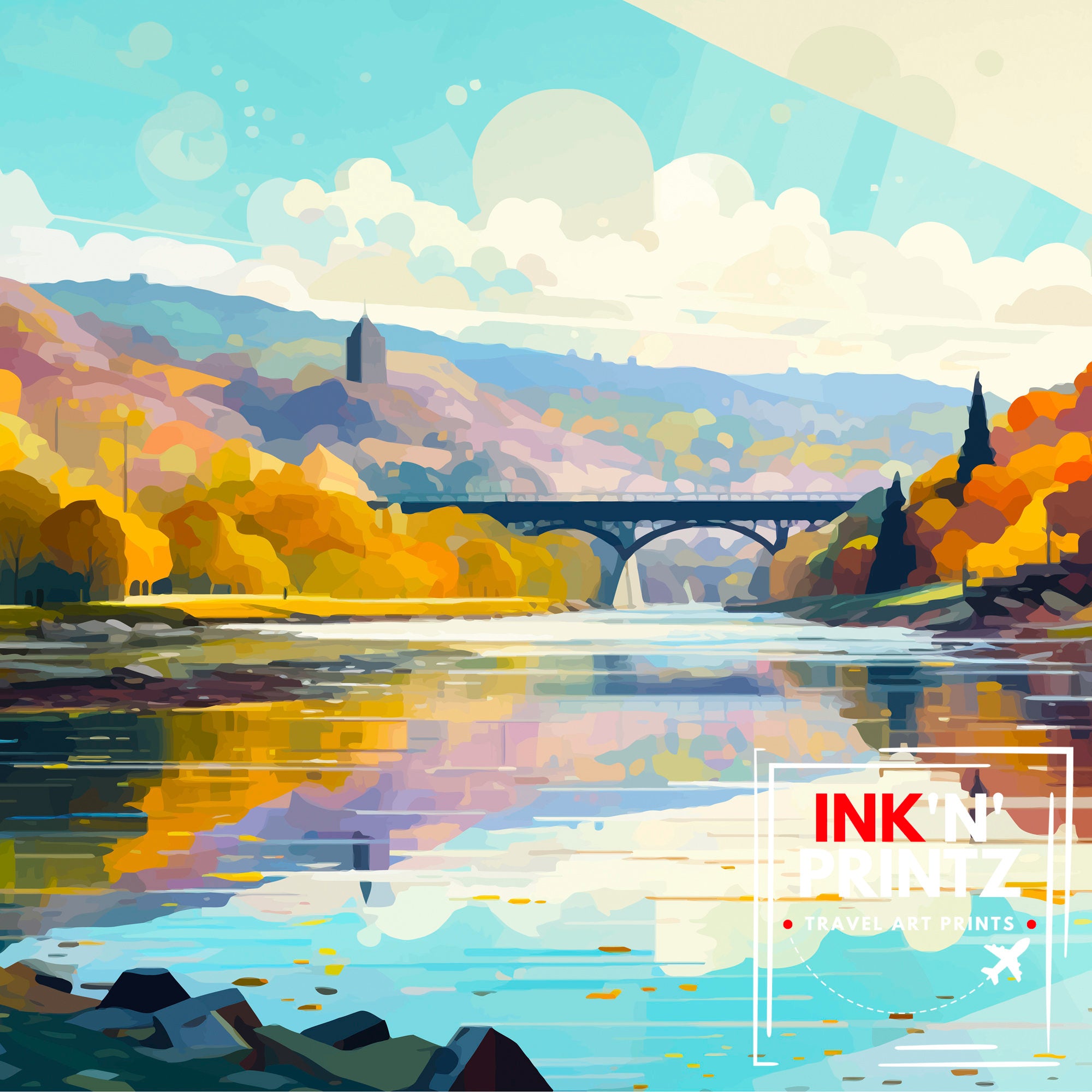 Wye Valley Travel Print Wye Valley Wall Art Wye Valley Home Decor Wye Valley Illustration Travel Poster Gift for Wye Valley UK Travel Print