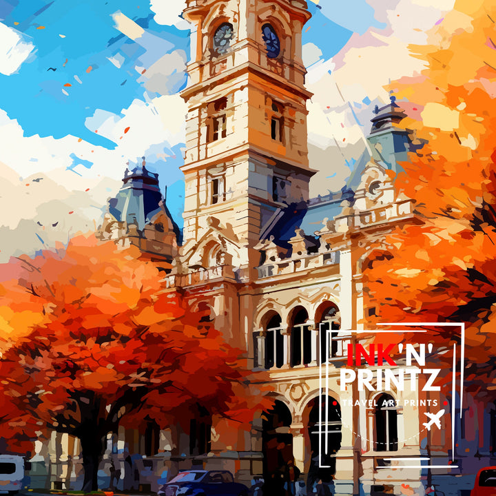 Dunedin New Zealand Poster Otago Peninsula Art Dunedin Cityscape Poster New Zealand Landscape Wall Art Southern Charm Decor