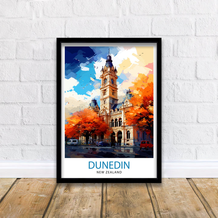 Dunedin New Zealand Poster Otago Peninsula Art Dunedin Cityscape Poster New Zealand Landscape Wall Art Southern Charm Decor