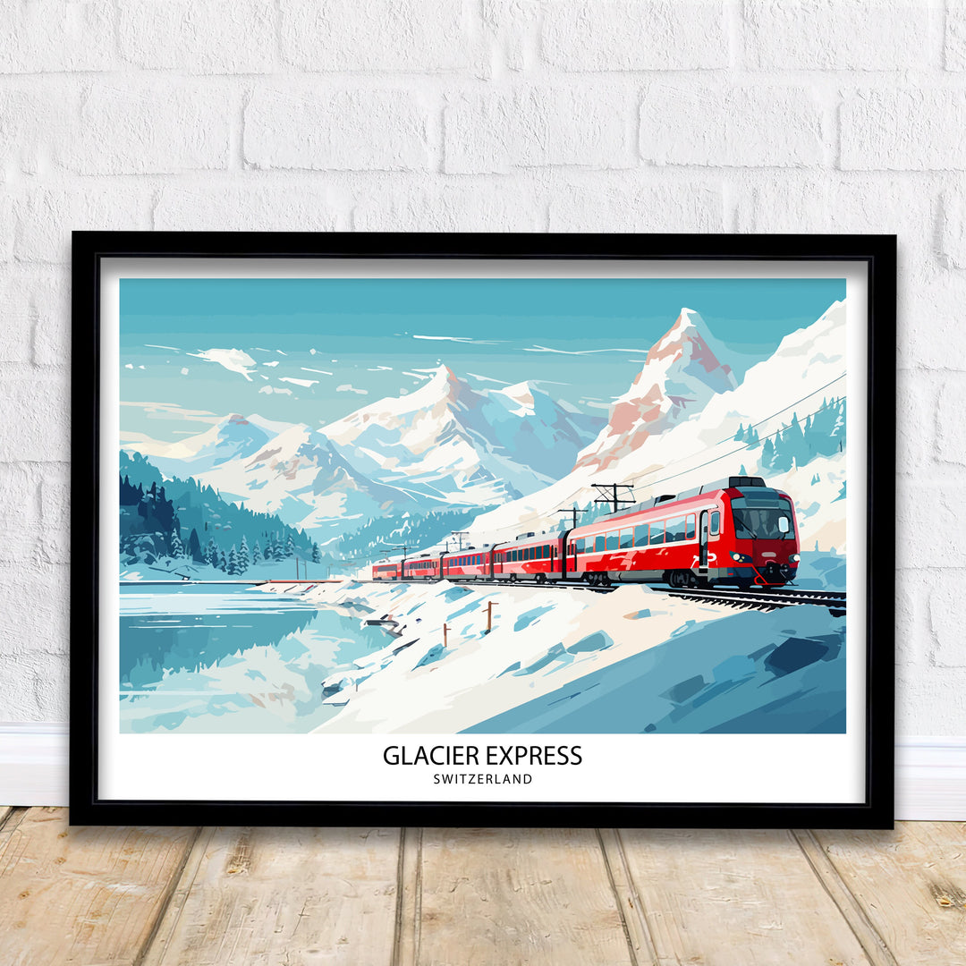 Glacier Express Train Poster Swiss Alps Railway Poster Scenic Train Journey Art Switzerland Travel Decor Alpine Adventure Wall Art Railway