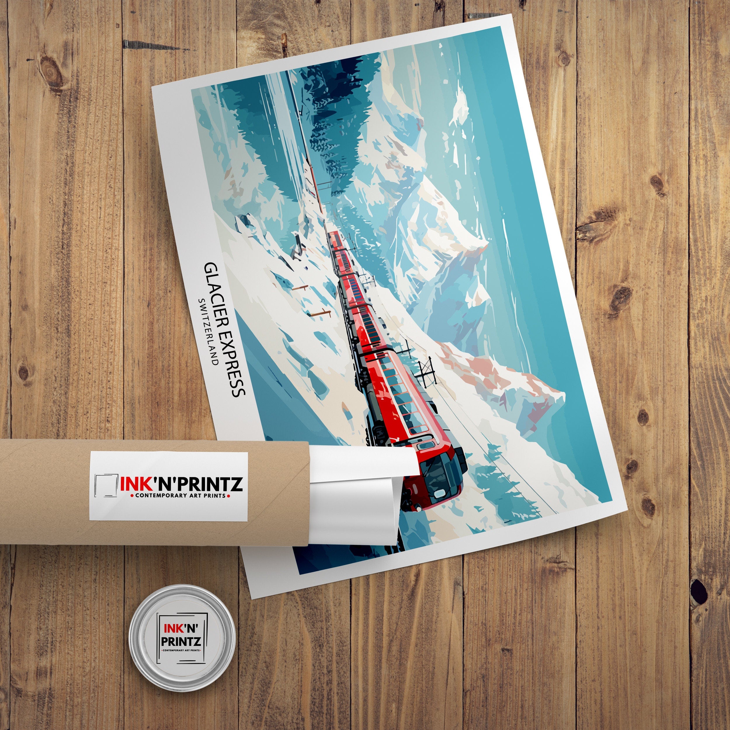 Glacier Express Train Print Swiss Alps Railway Poster Scenic Train Journey Art Switzerland Travel Decor Alpine Adventure Wall Art Railway