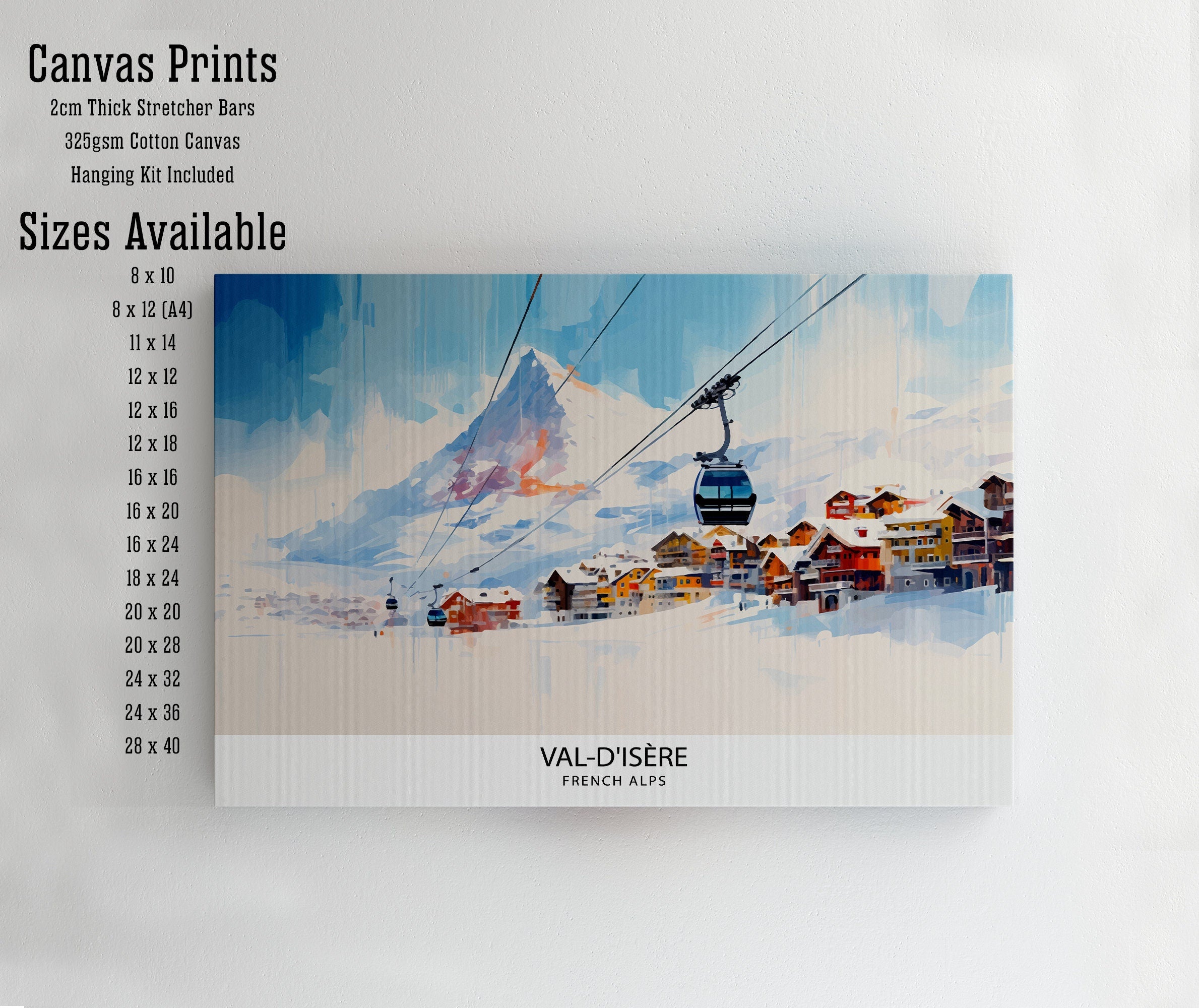 Val d'isere Travel Print | Ski Poster| Travel Poster| Ski Print| Val Di'sere Poster| French Alps| Skiing| Skiing Wall Art| Skiing Poster