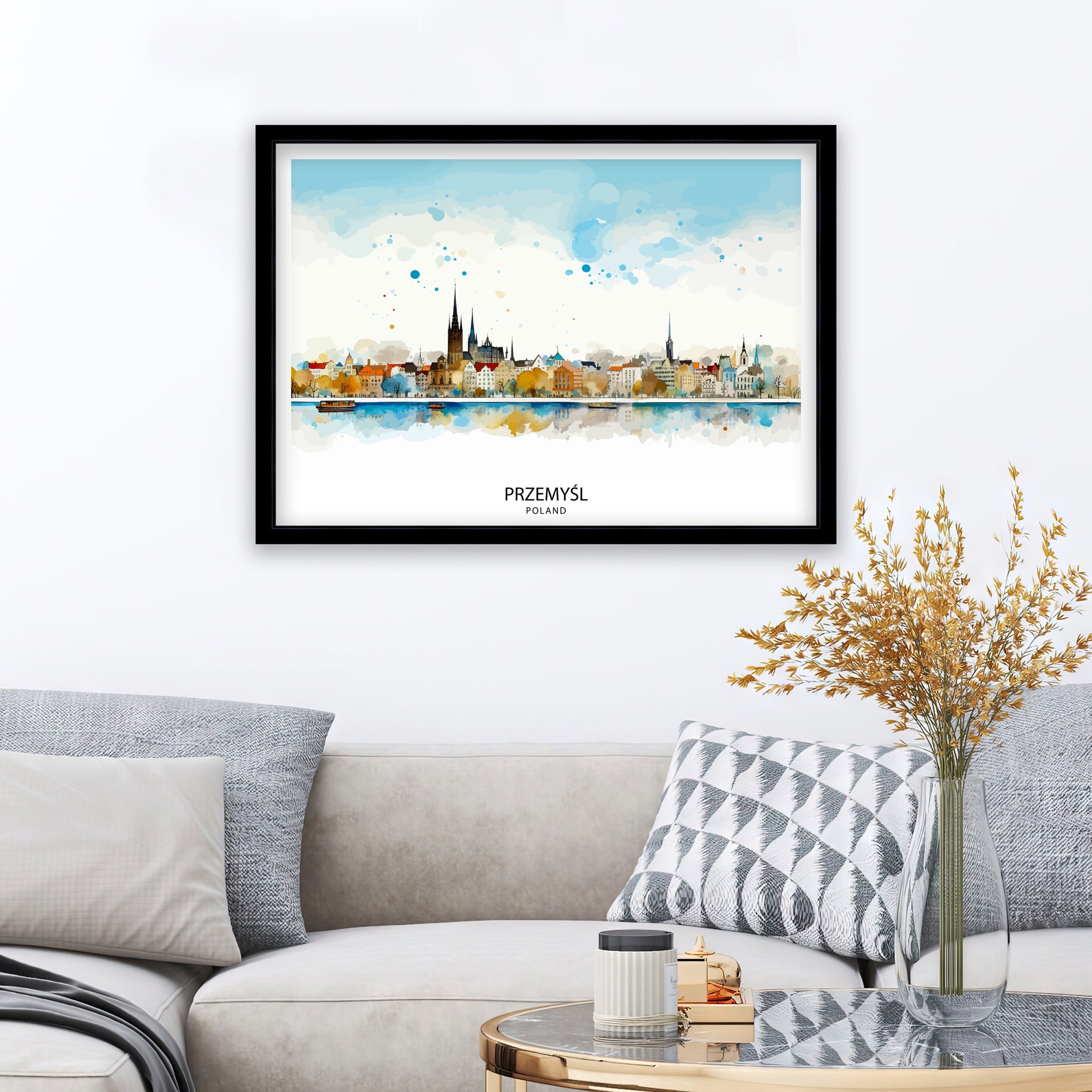 Przemysl Poland Print Historical Cityscape Art Polish Town Poster Eastern European Wall Decor Przemysl Architecture Illustration