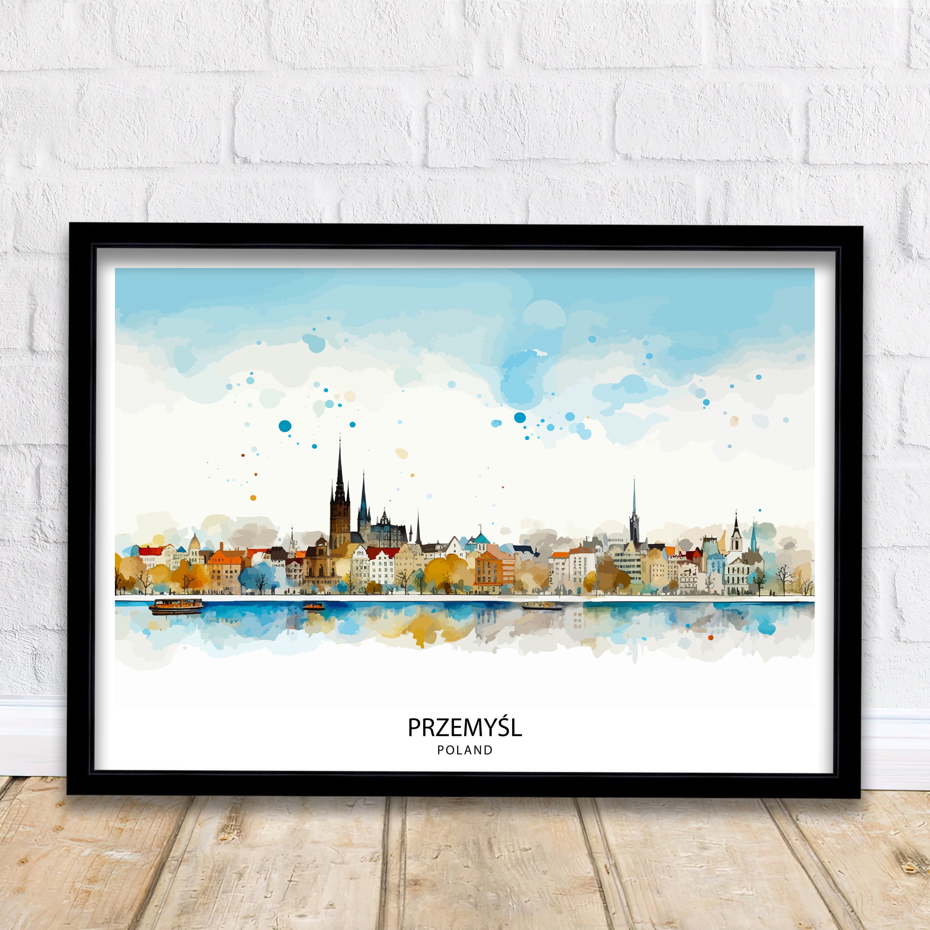 Przemysl Poland Print Historical Cityscape Art Polish Town Poster Eastern European Wall Decor Przemysl Architecture Illustration