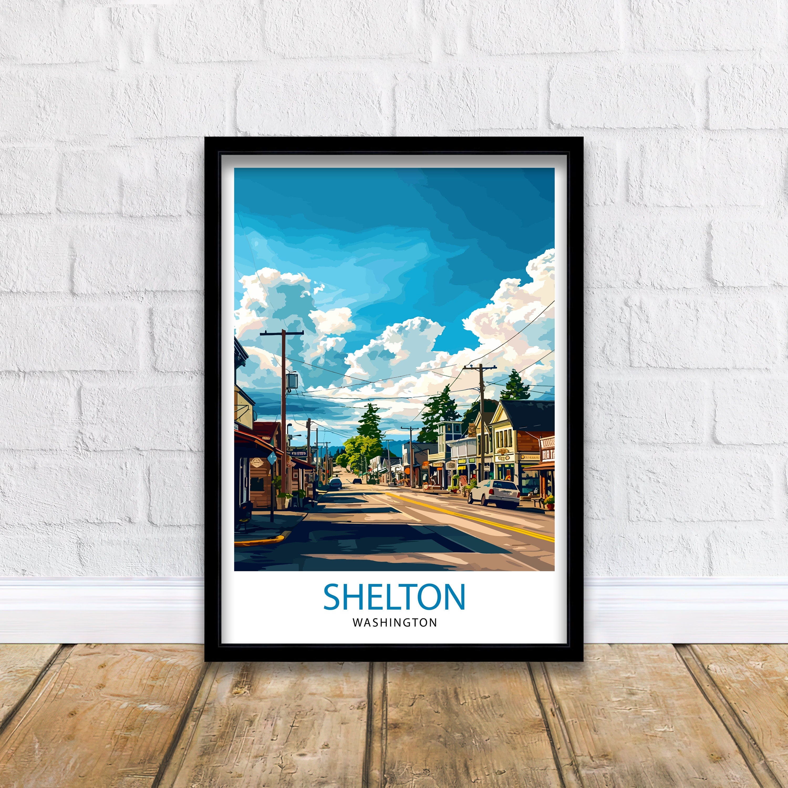 Shelton Washington Print Pacific Northwest Art Hood Canal Poster Washington State Wall Decor Shelton Cityscape Illustration Natural