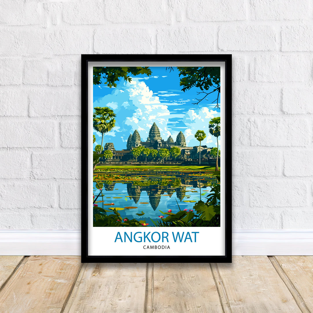 Angkor Wat Cambodia Poster Ancient Temple Art Siem Reap Landmark Poster Khmer Architecture