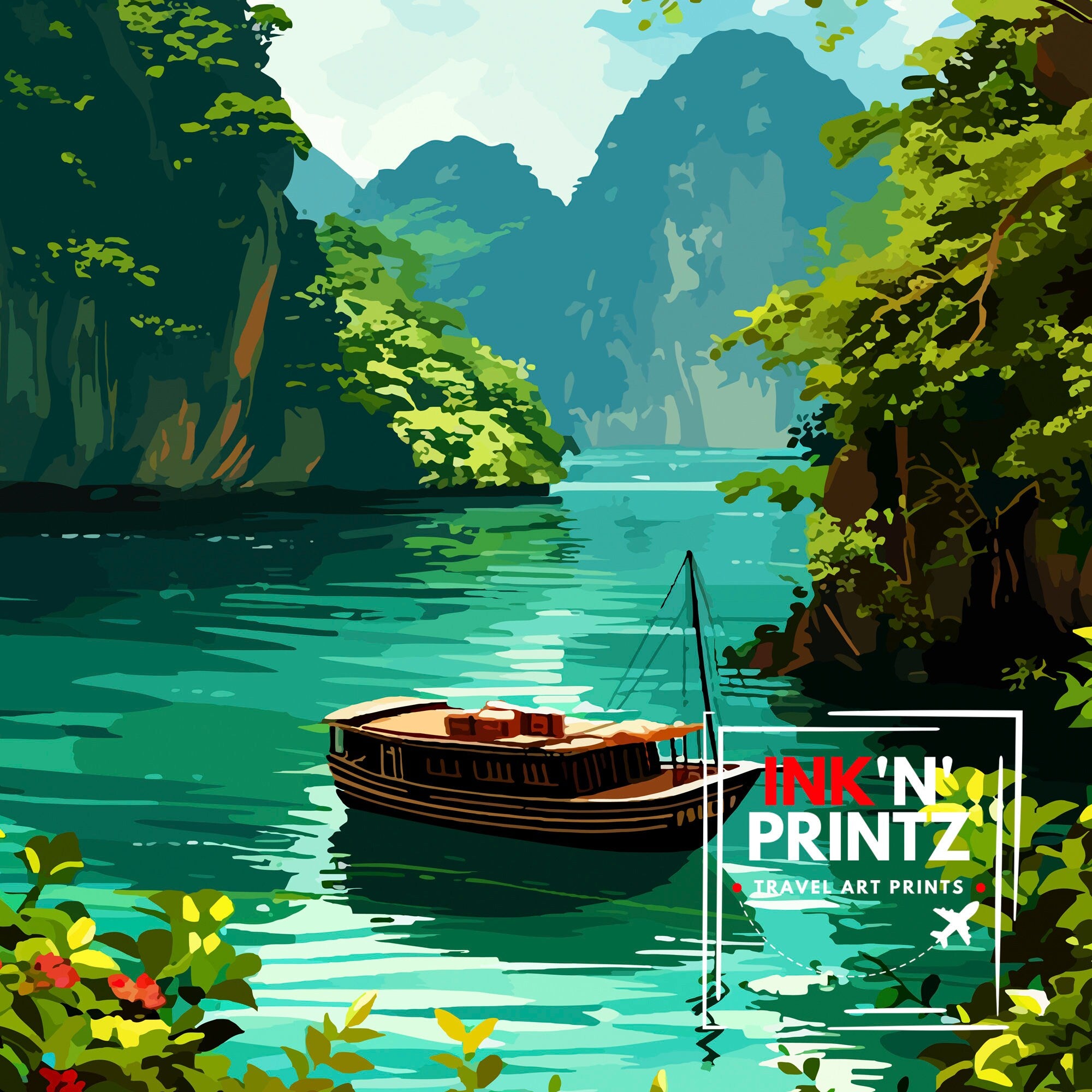 Ha Long Bay Vietnam Travel Print Ha Long Wall Decor Ha Long Poster Vietnam Travel Prints Ha Long Art Print Ha Long Illustration Ha Long Wall