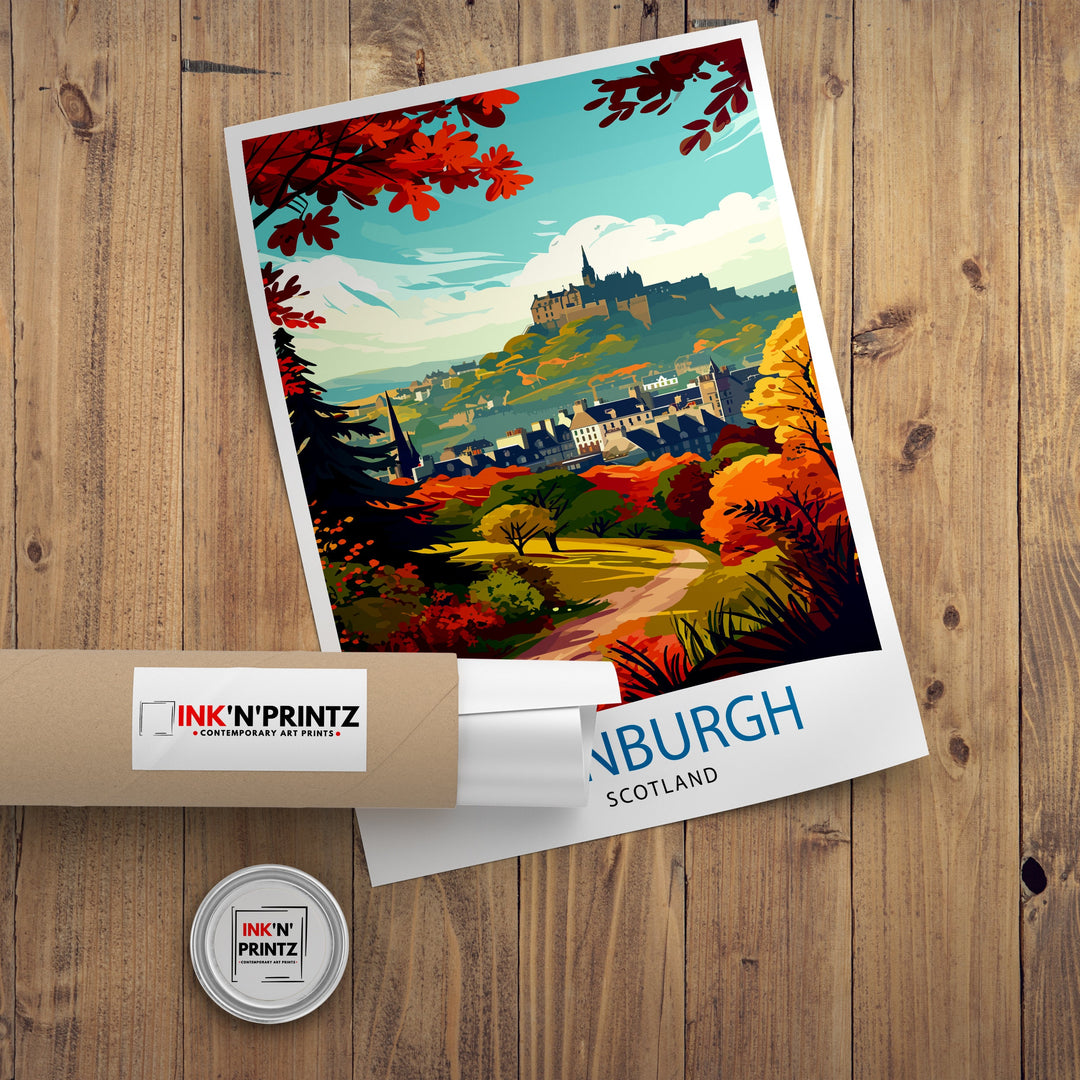 Edinburgh Scotland Travel Poster Edinburgh Wall Art Edinburgh Home Decor Scotland Illustration