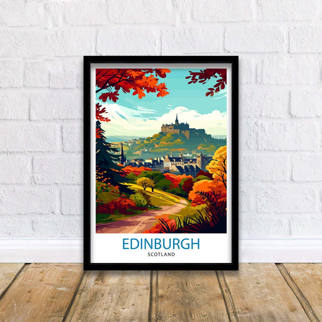 Edinburgh Scotland Travel Poster Edinburgh Wall Art Edinburgh Home Decor Scotland Illustration