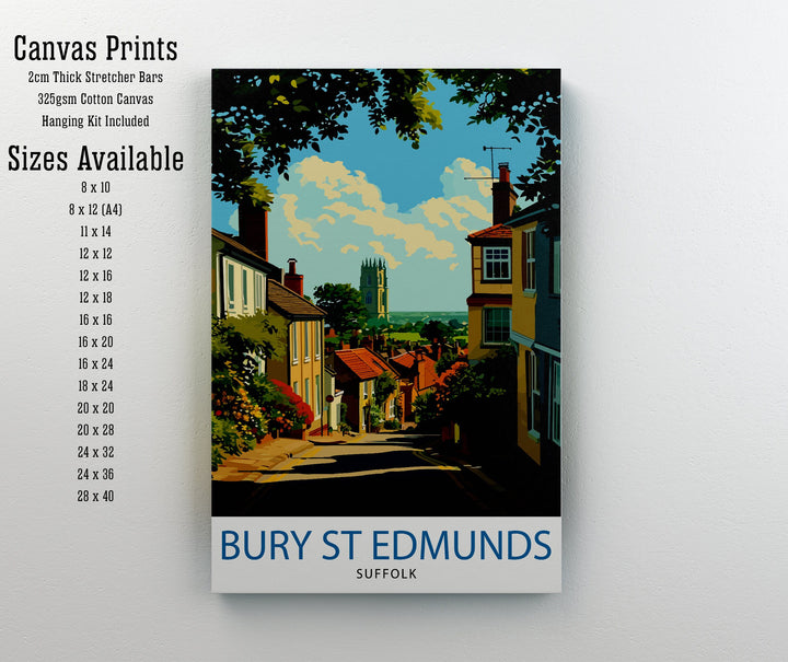 Bury St Edmunds Poster Historic Suffolk Town Art English Medieval Architecture Poster Market Town