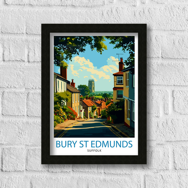 Bury St Edmunds Poster Historic Suffolk Town Art English Medieval Architecture Poster Market Town