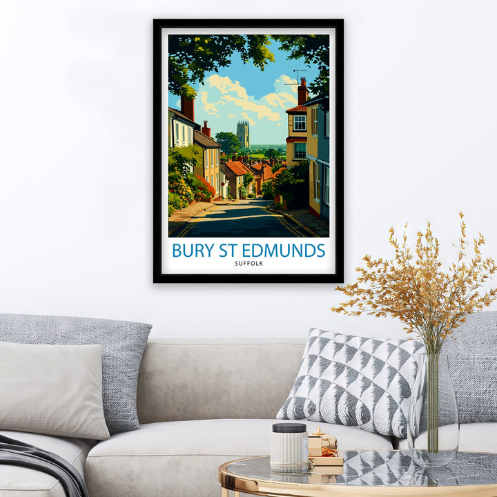 Bury St Edmunds Poster Historic Suffolk Town Art English Medieval Architecture Poster Market Town