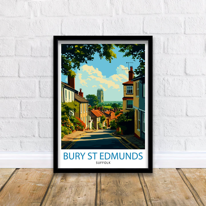 Bury St Edmunds Poster Historic Suffolk Town Art English Medieval Architecture Poster Market Town