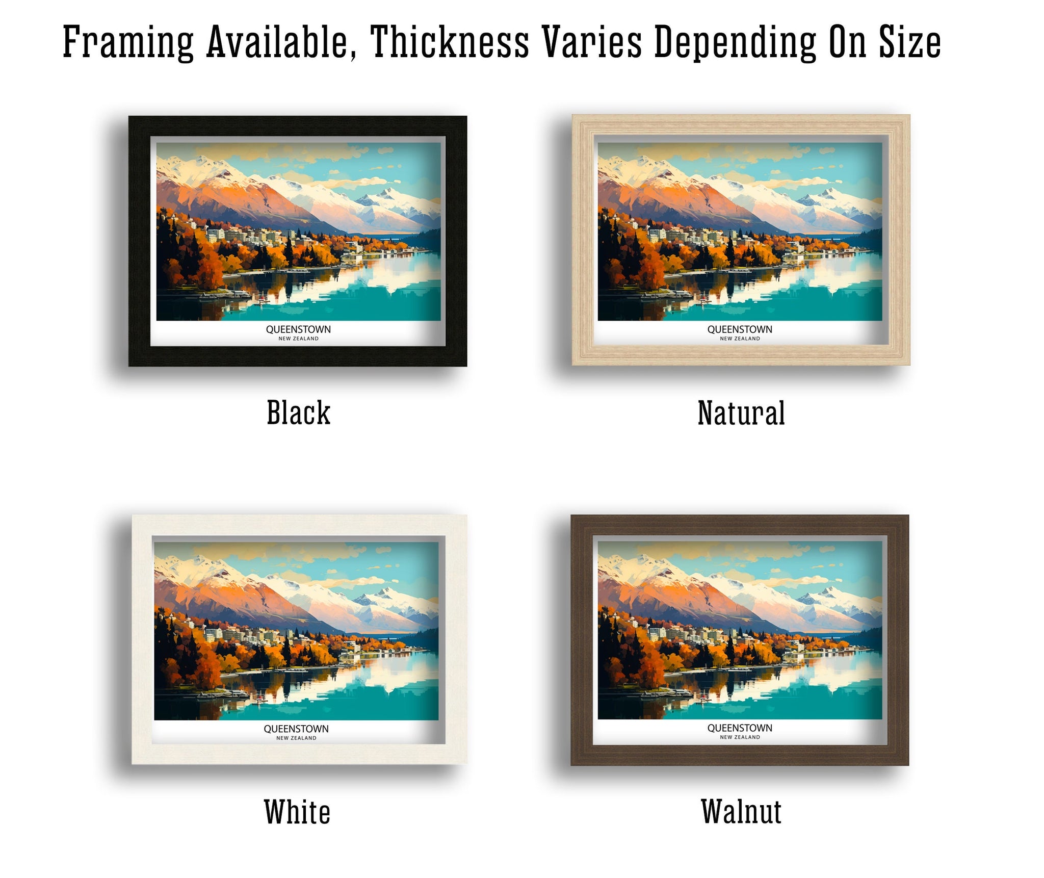 Queenstown New Zealand Print| Adventure Capital Poster Lake Wakatipu Wall Art Remarkables Mountain Decor Kiwi Travel Illustration Outdoor
