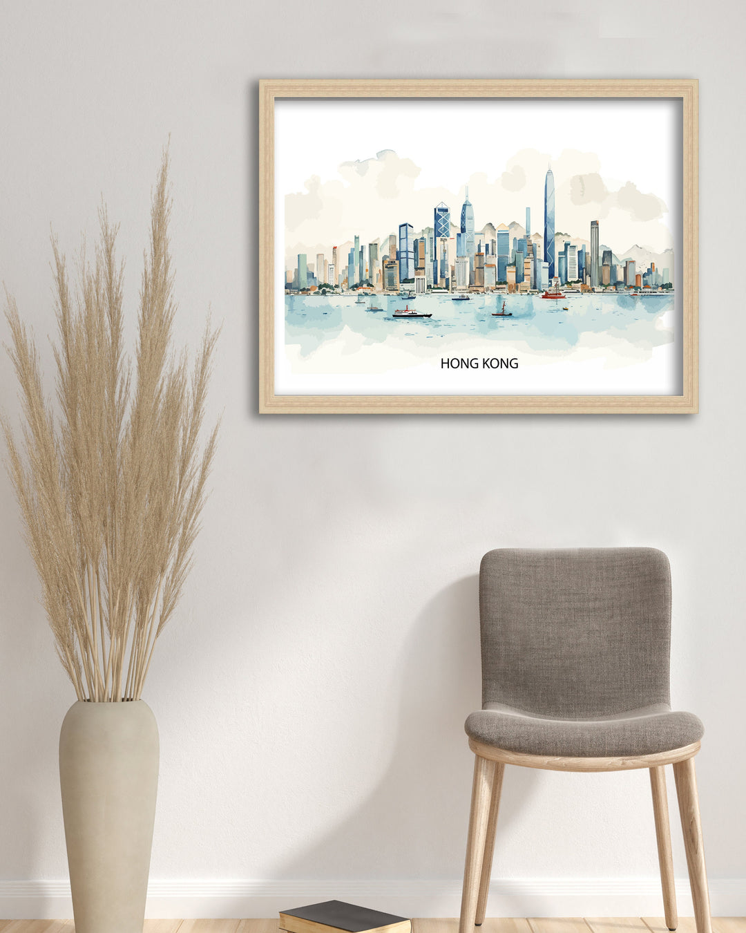 Hong Kong Skyline Poster Iconic Cityscape Art Victoria Harbour Poster Hong Kong