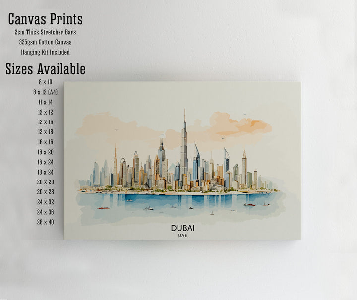 Dubai UAE Poster Modern Cityscape Art Dubai Skyline Poster Burj Khalifa