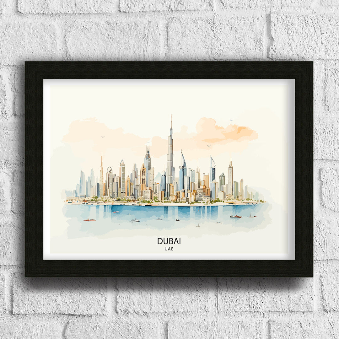 Dubai UAE Poster Modern Cityscape Art Dubai Skyline Poster Burj Khalifa