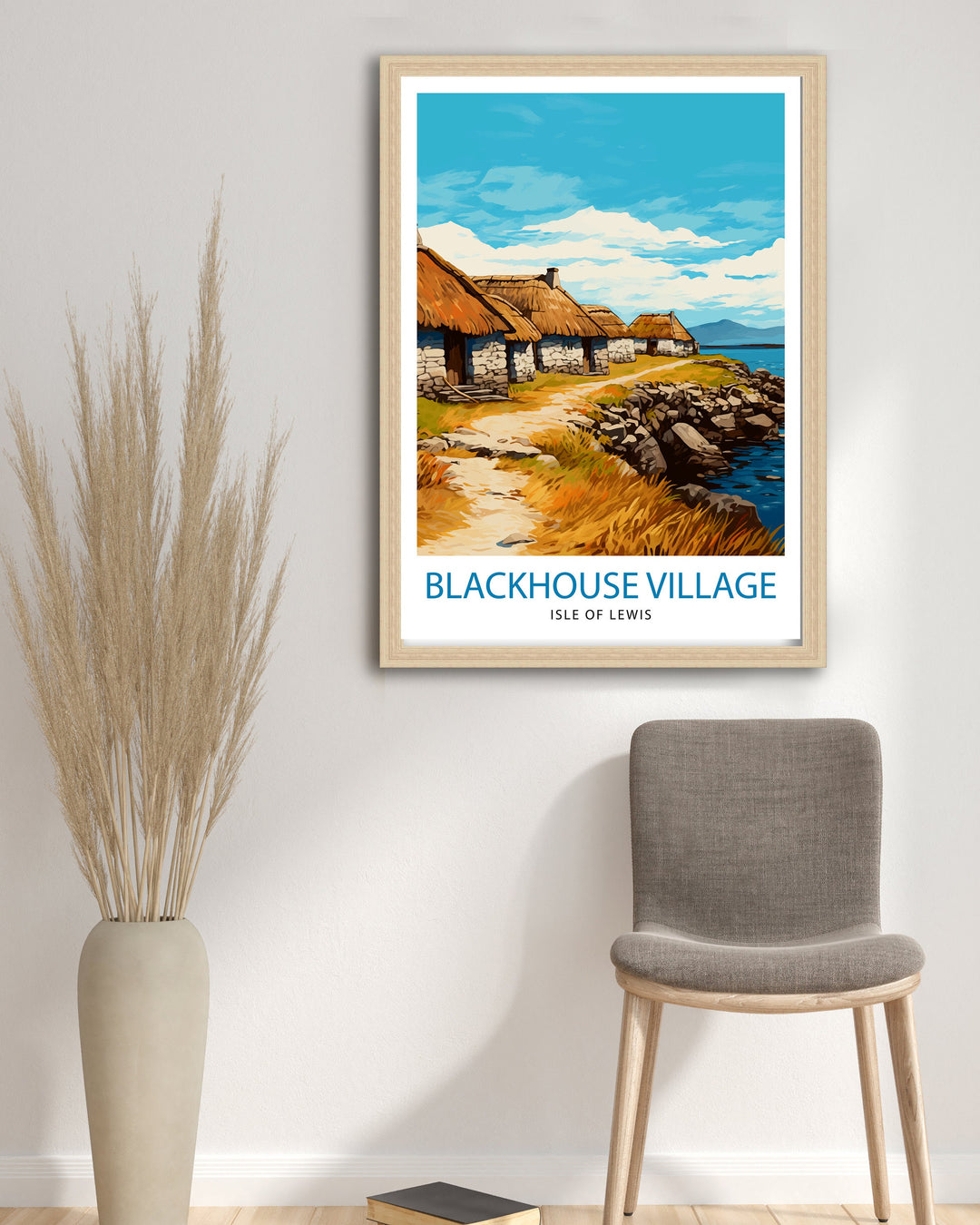 Blackhouse Village Isle of Lewis Poster Scottish Traditional Homes Art Hebridean Culture Poster Scotland Rural Landscape