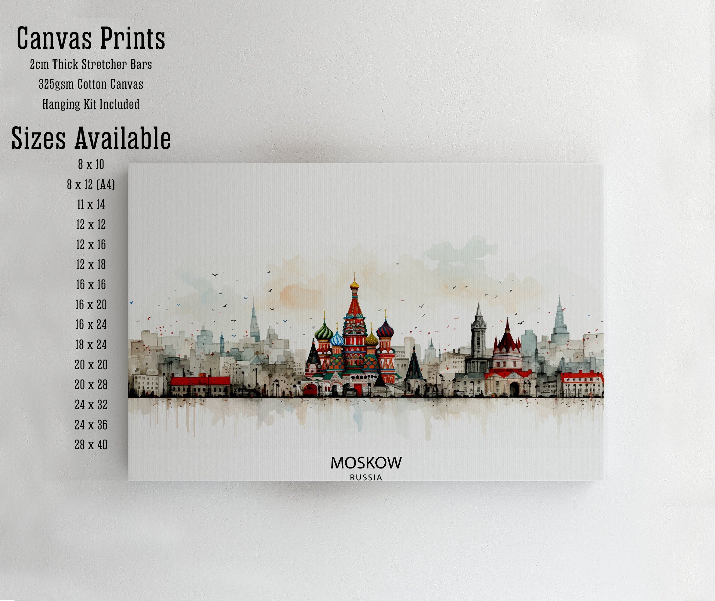 Moscow Skyline Print: Watercolor Russian Cityscape Art