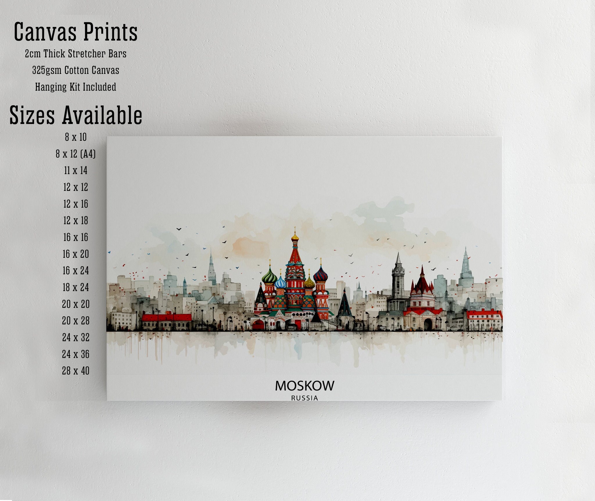Moscow Skyline Print: Watercolor Russian Cityscape Art