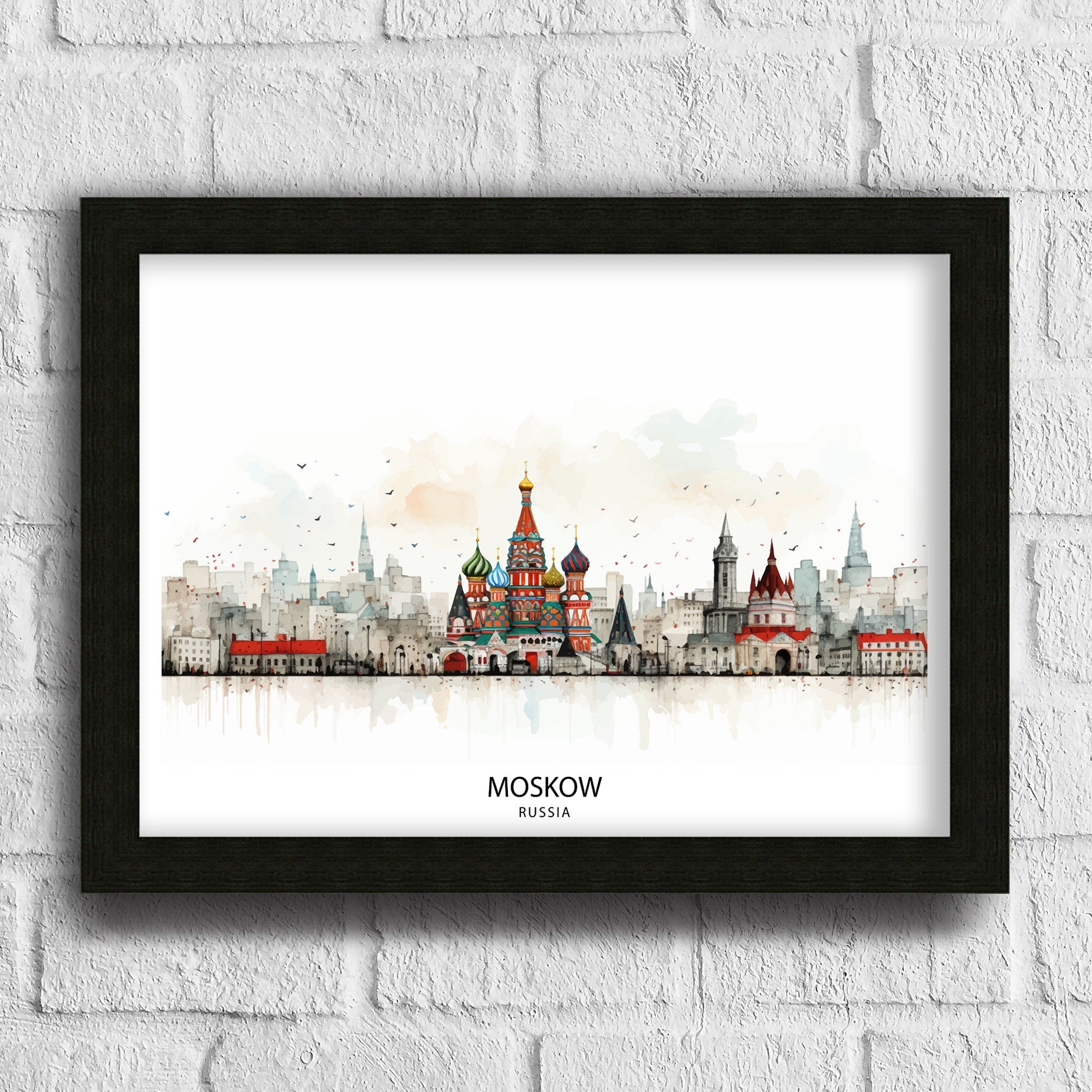 Moscow Skyline Print: Watercolor Russian Cityscape Art