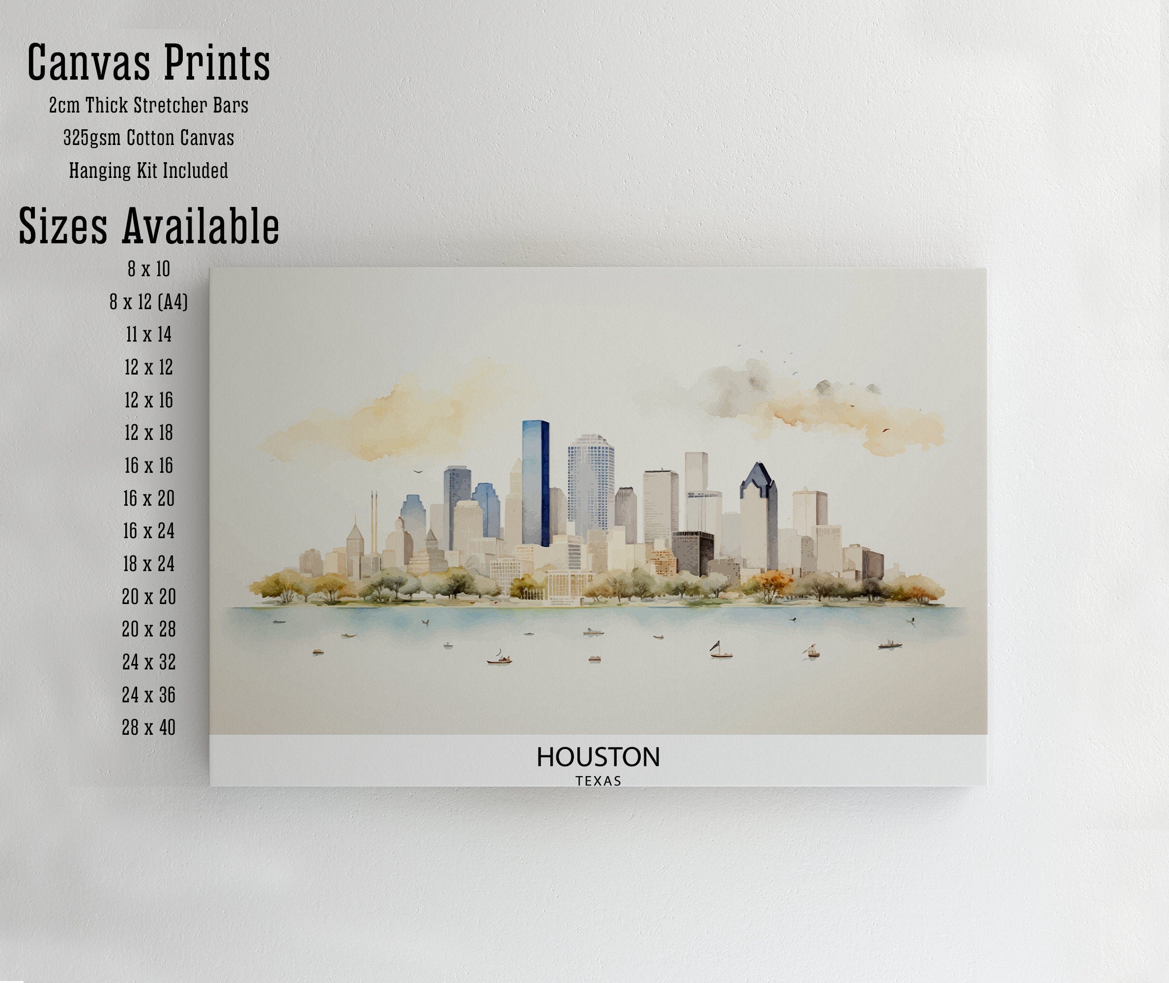 Houston USA Skyline Print| Texas Cityscape Art Houston Downtown Poster American Urban Decor Space City Illustration Modern Metropolis