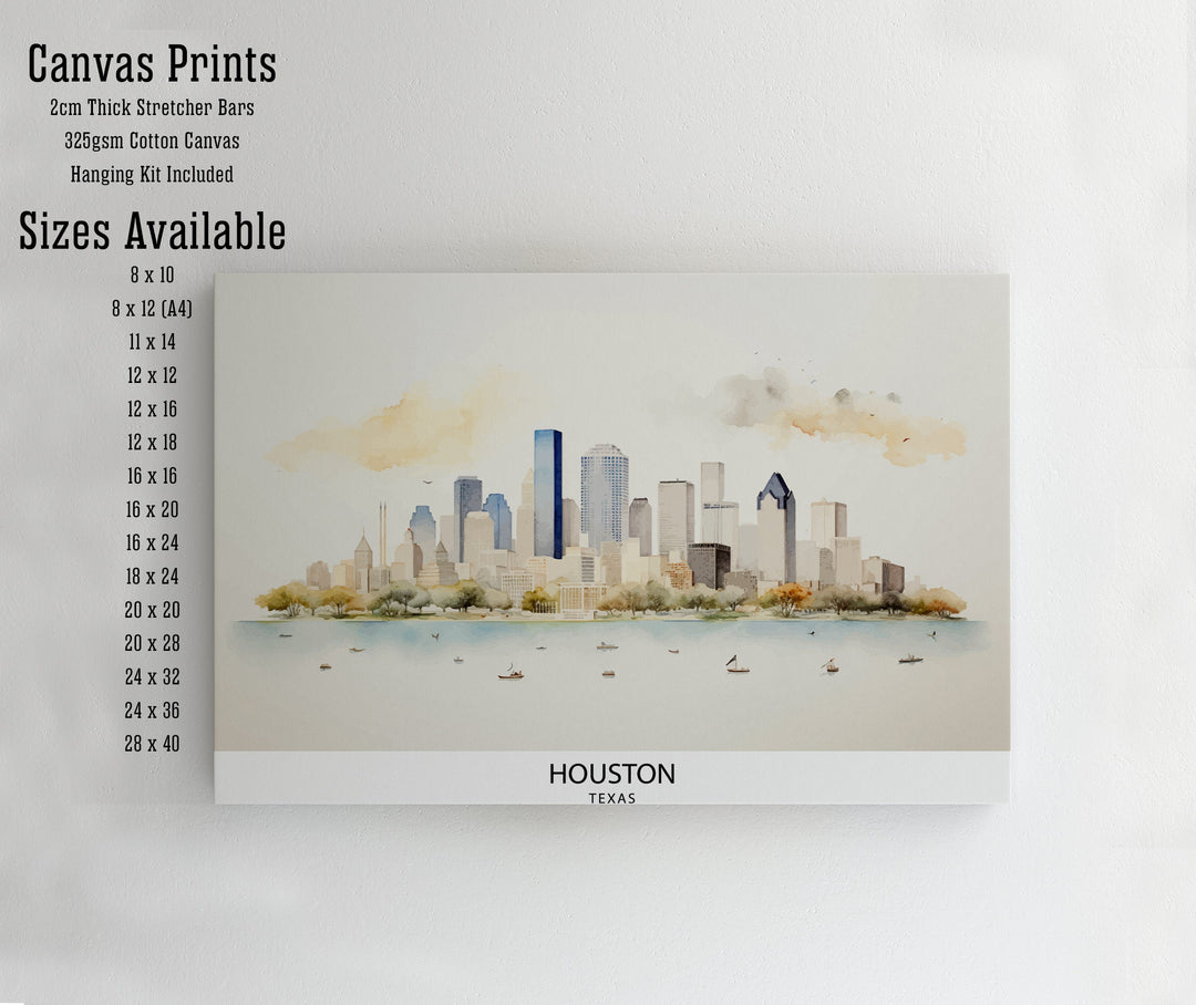 Houston USA Skyline Print| Texas Cityscape Art Houston Downtown Poster American Urban Decor Space City Illustration Modern Metropolis