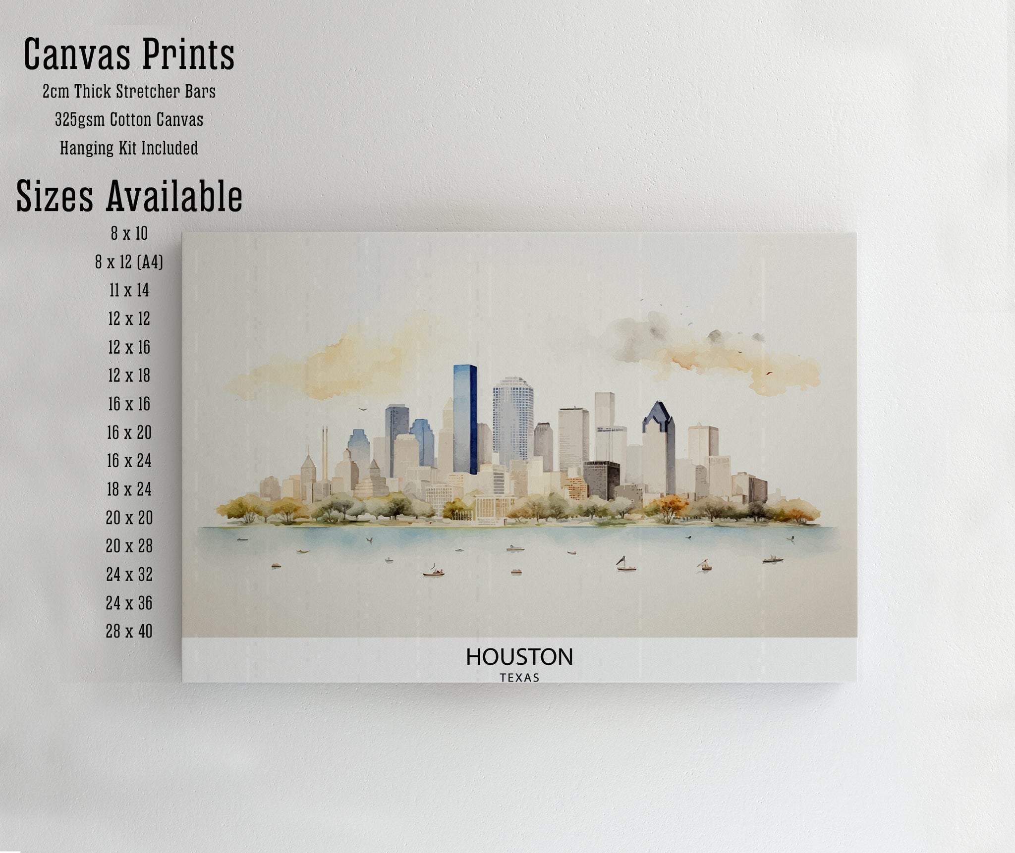 Houston USA Skyline Print| Texas Cityscape Art Houston Downtown Poster American Urban Decor Space City Illustration Modern Metropolis