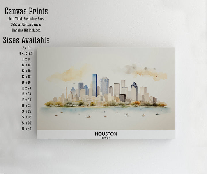 Houston USA Skyline Print| Texas Cityscape Art Houston Downtown Poster American Urban Decor Space City Illustration Modern Metropolis