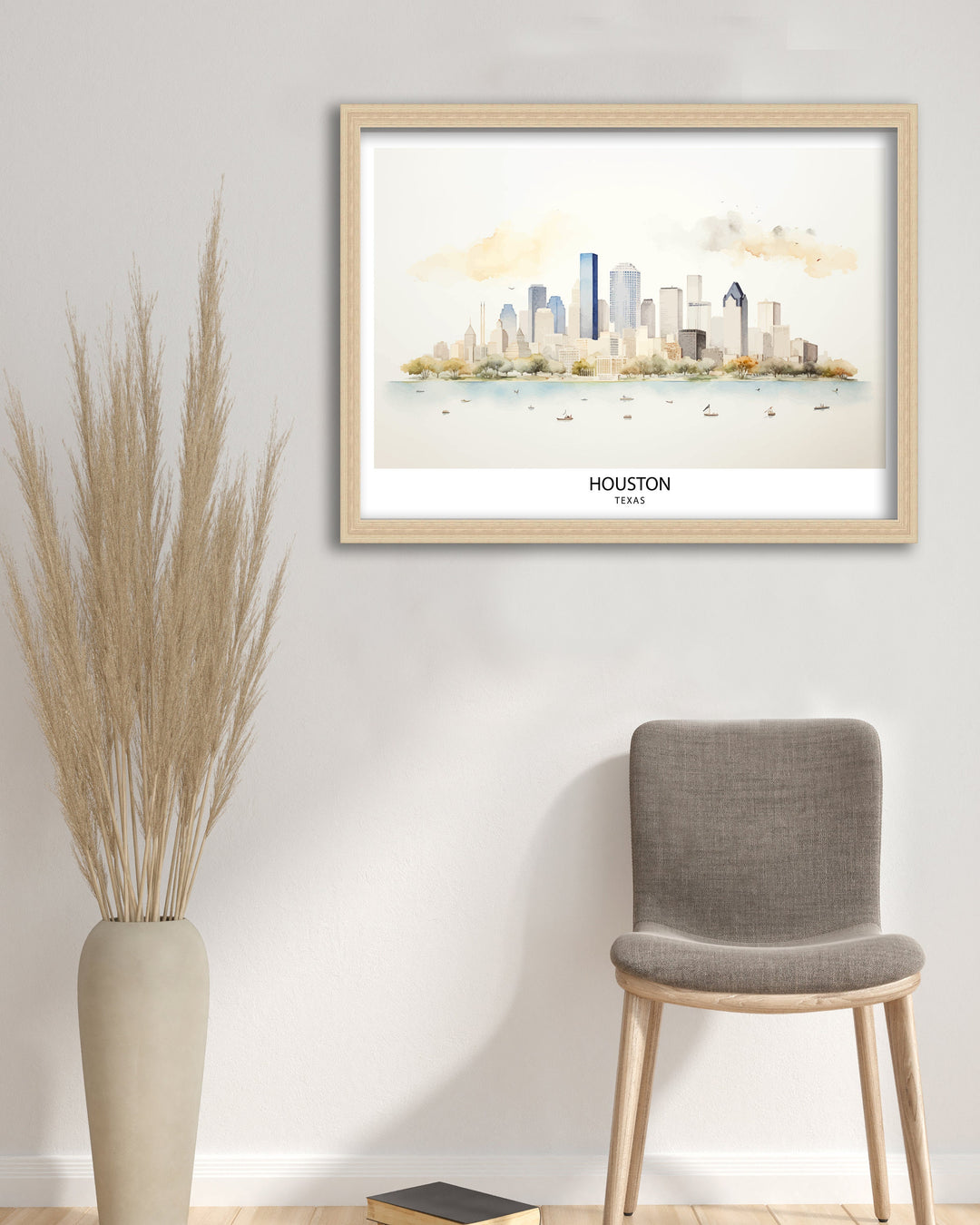 Houston USA Skyline Print| Texas Cityscape Art Houston Downtown Poster American Urban Decor Space City Illustration Modern Metropolis