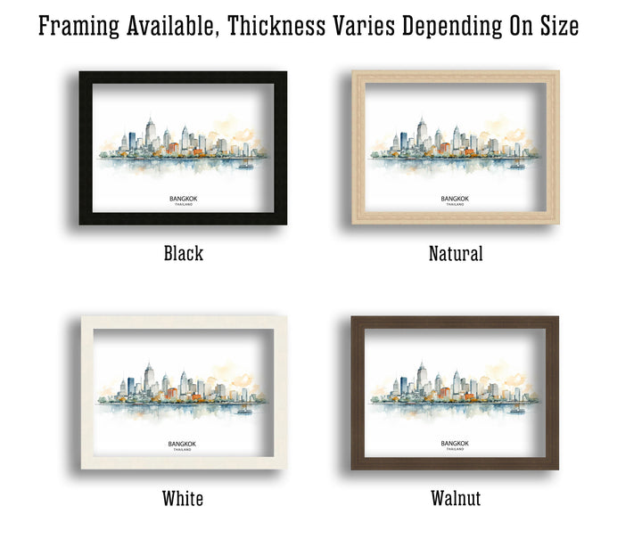 Bangkok Thailand Skyline Print Vibrant Cityscape Art Chao Phraya River Poster Thai Urban Decor Asian Metropolis Illustration Modern Bangkok