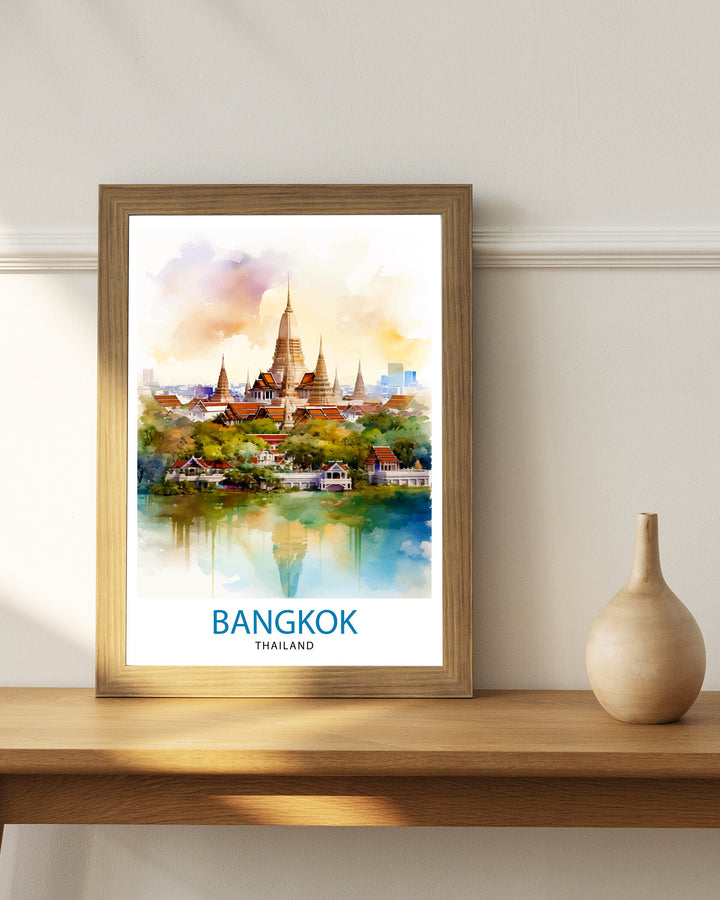Bangkok Thailand Travel Print Bangkok Wall Decor Thailand Illustration Bangkok Travel Poster Gift for Thailand Travel Thailand Home Decor