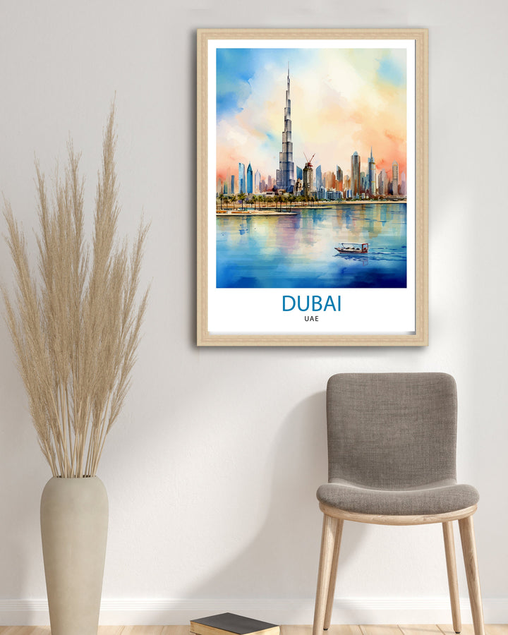 Dubai UAE Travel Print Dubai Wall Decor Dubai Home Living Decor Dubai Illustration Travel Poster Gift For Dubai UAE Home Decor