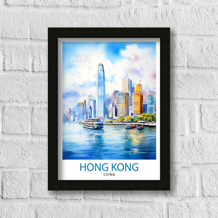 Hong Kong Travel Print | Hong Kong Poster | Hong Kong Art | Hong Kong Wall Art | Hong Kong Skyline | Hong Kong | Travel Poster | Hong Kong