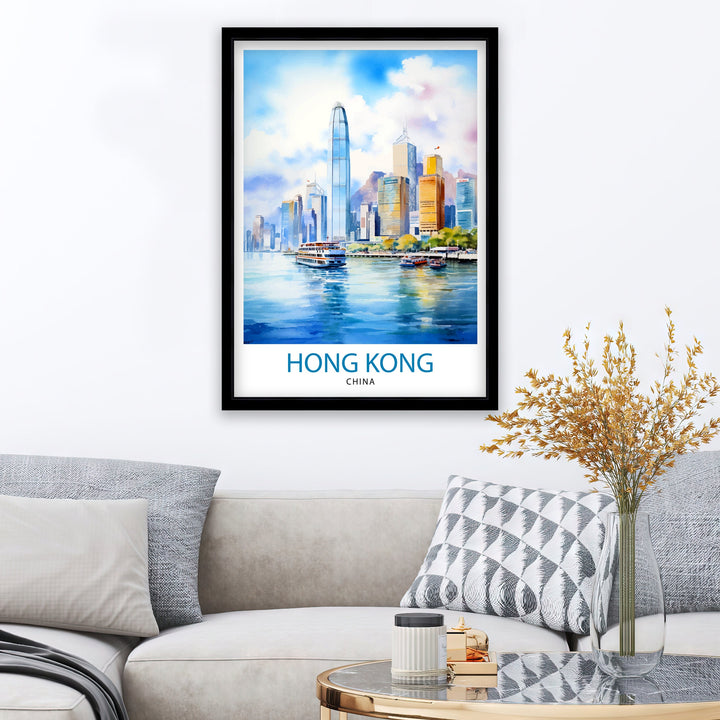 Hong Kong Travel Print | Hong Kong Poster | Hong Kong Art | Hong Kong Wall Art | Hong Kong Skyline | Hong Kong | Travel Poster | Hong Kong