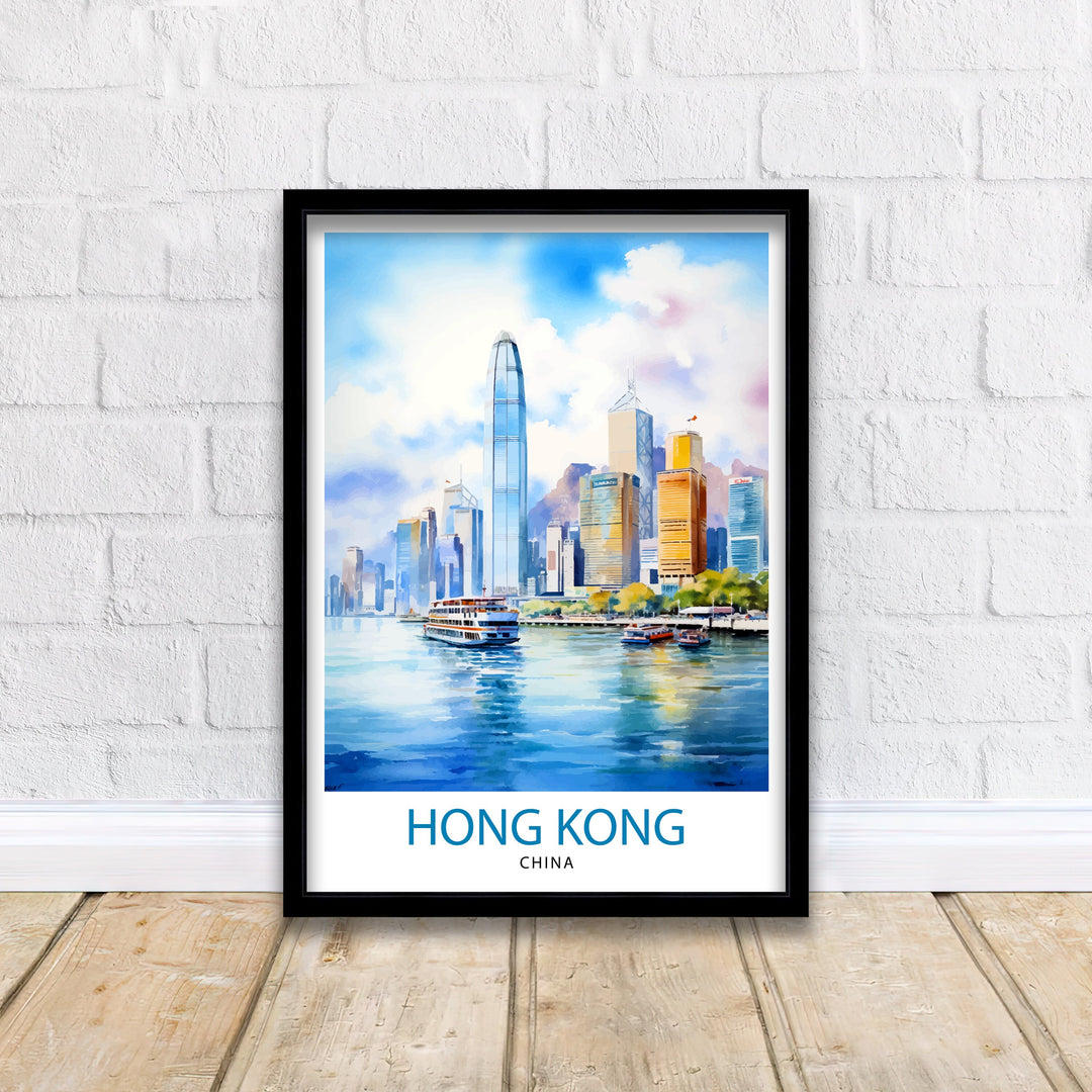 Hong Kong Travel Print | Hong Kong Poster | Hong Kong Art | Hong Kong Wall Art | Hong Kong Skyline | Hong Kong | Travel Poster | Hong Kong