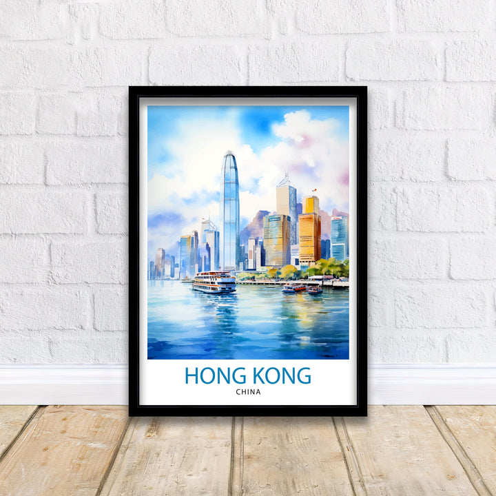 Hong Kong Travel Print | Hong Kong Poster | Hong Kong Art | Hong Kong Wall Art | Hong Kong Skyline | Hong Kong | Travel Poster | Hong Kong